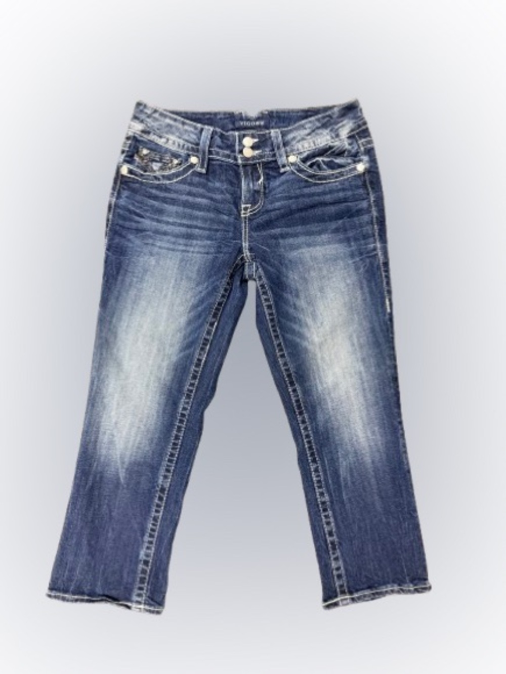 Vigoss The New York Capri Jeans Size 3/4 Y2K Embellished Cropped Denim